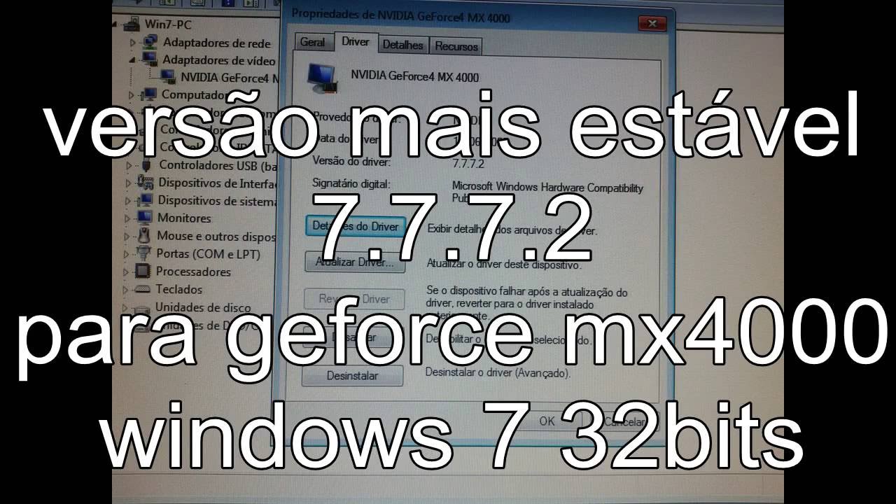 geforce mx 4000 driver windows 7 32 bit