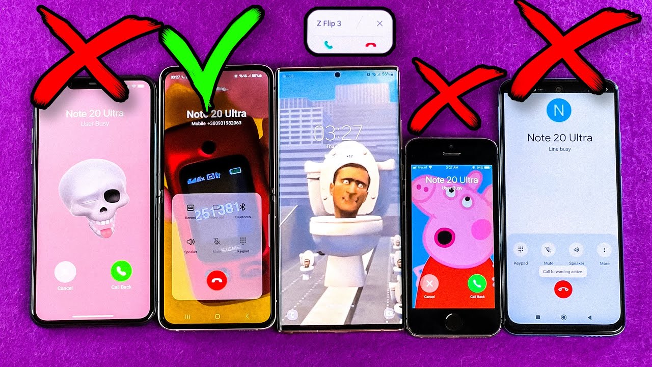 Incoming Call Battle + Voice Conference iPhone 11 PM + Xiaomi RN11 + Samsung Z Flip3 + Note 20U +