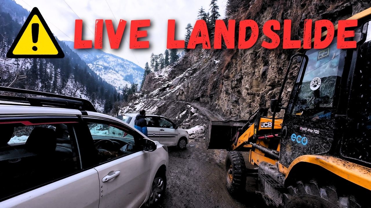 Stuck in LIVE LANDSLIDE near Barshaini | Exploring Kalga and Manikaran | Snow trek to Kalga