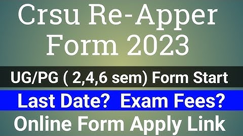 Crsu UG/PG Reappear form online 2023 | crsu re-apper last date | #university_college_update