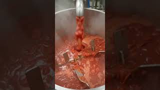 Fresh ripe tomatoes enter a modern food-processing facility and become part of a finished pizza. 🍅