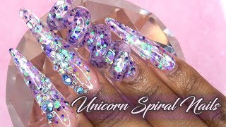 nails acrylic unicorn nail tutorial spiral forms