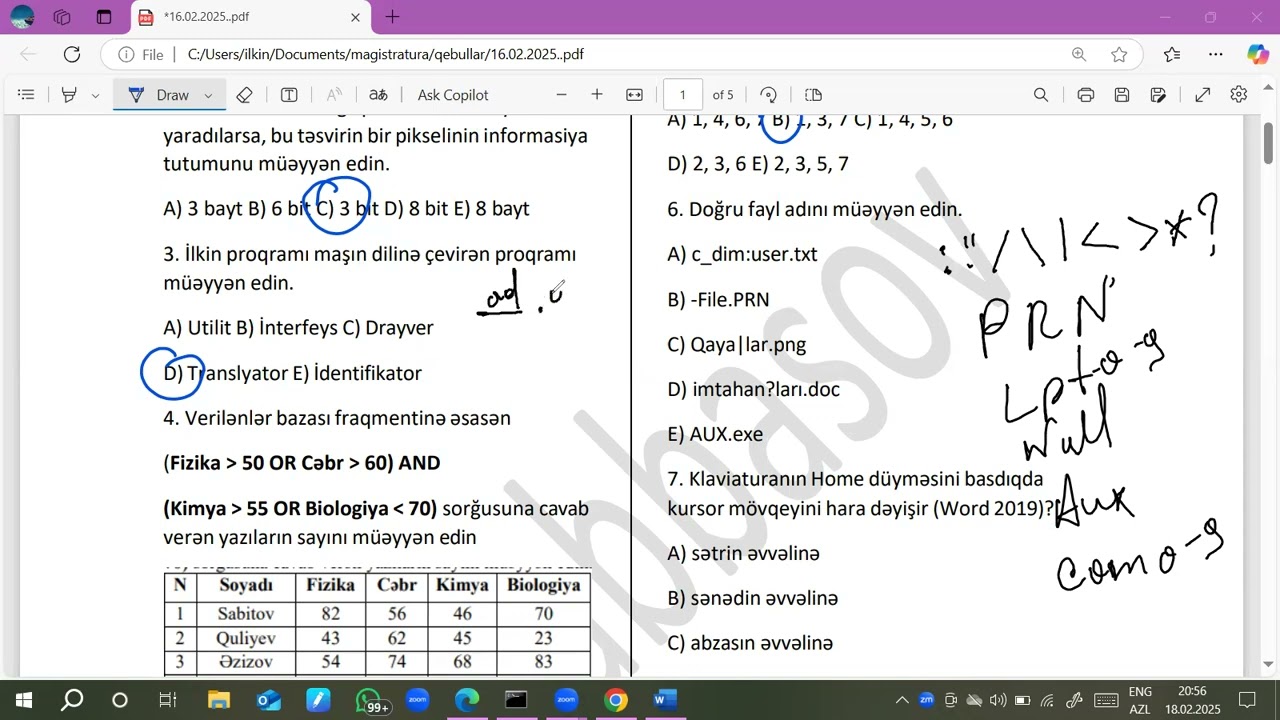 16.02.2025 Magistratura informatika sullarının izahı