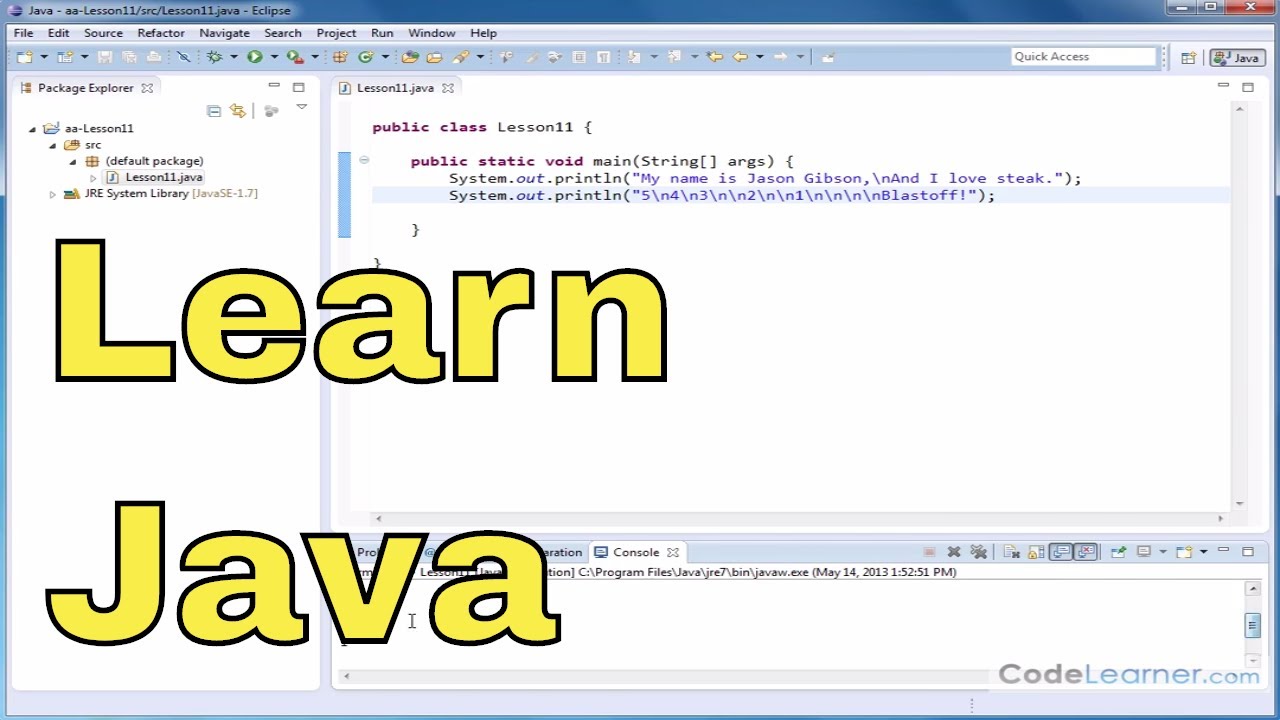 vigtig Forslag Uafhængighed 11 - Learn Java - Insert New Lines and Tabs into Screen Output - YouTube