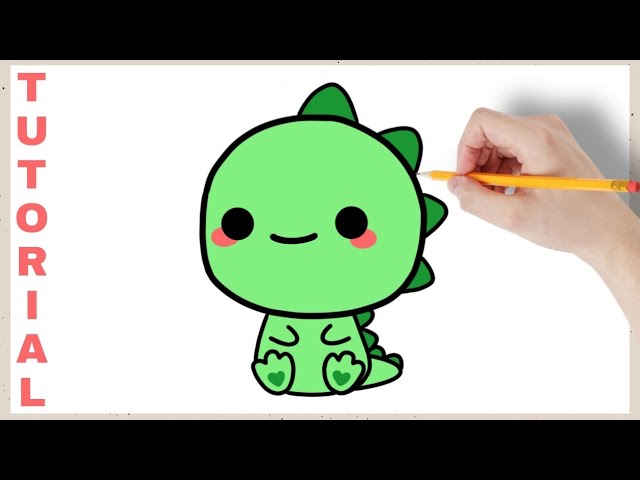 COMO DESENHAR DINOSSAURO KAWAII SUPER FOFO - PASSO A PASSO 