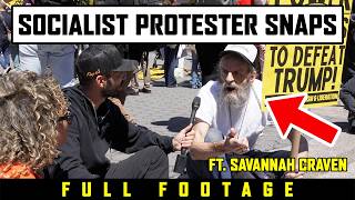 Socialist Protester RAGE QUITS After We Call Him Out