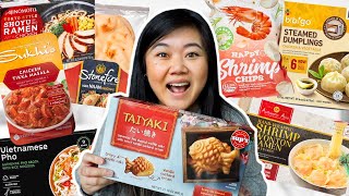 TRYING EVERY COSTCO ASIAN FOOD PRODUCT! (ramen, pho, dumplings, taiyaki \& more)