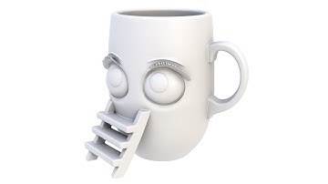 3D model of a mug staircase. A collectible, emotional mug. Superhive, CGtrader, Cults3d (no sound)