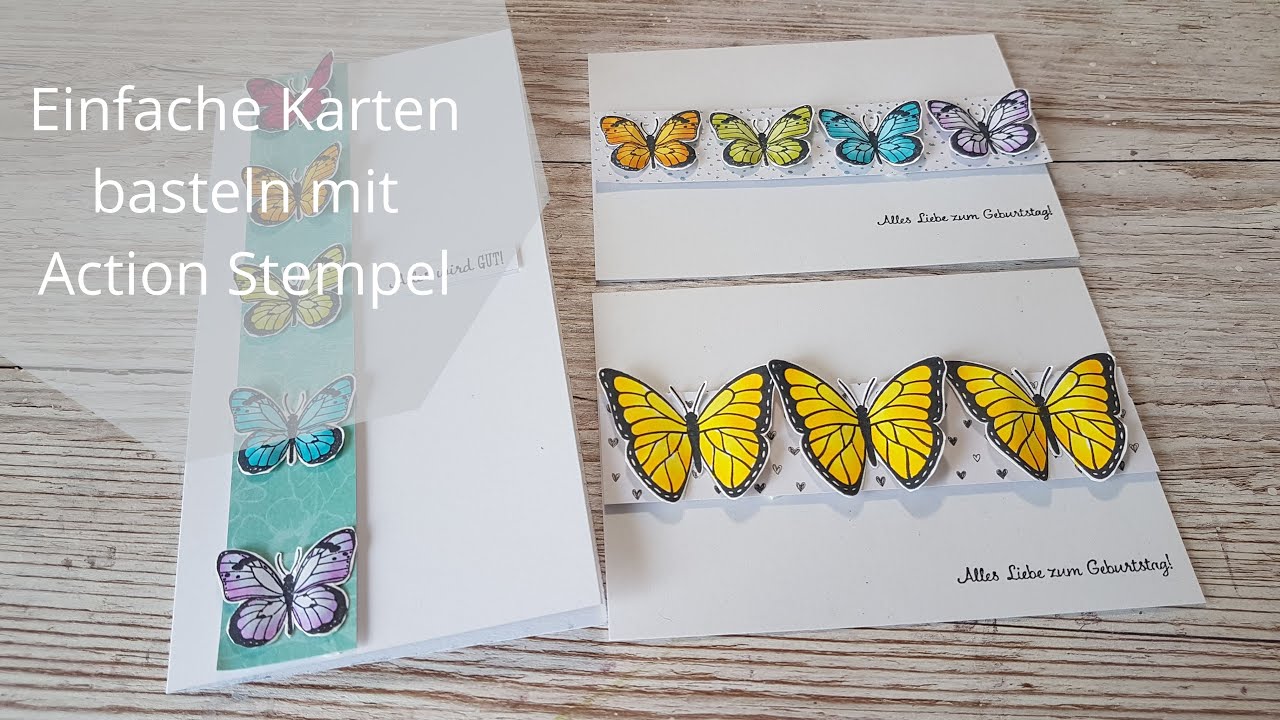 Karten basteln mit einem Action Stempelset - Colorieren mit ...