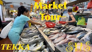 Singapore Market Tour Through Walking [4k HDR] Video 2024/ Fish & Vegetable Market Tekka.