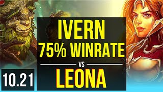 IVERN & Rengar vs LEONA & Gango Samira (SUPPORT) | 75% winrate, KDA 1/2/16 | KR Challenger | v10.21