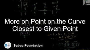 More on Point on the Curve Closest to Given Point, Math Lecture | Sabaq.pk