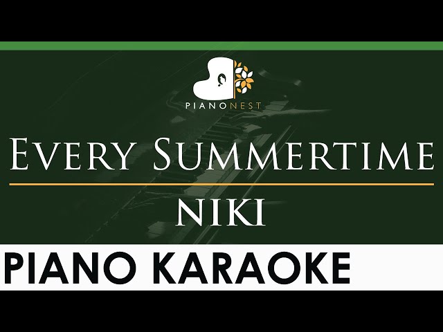 NIKI - Every Summertime - LOWER Key (Piano Karaoke Instrumental) class=