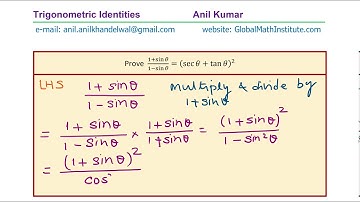 Trigonometric Identity (1 + sin x)/(1 - sin x) = (sec x + tan x)^2 CBSE 10