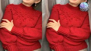 بلوفر كروشيه شتوي تصميم شيك جدا ج٣/ Easy Crochet pullover