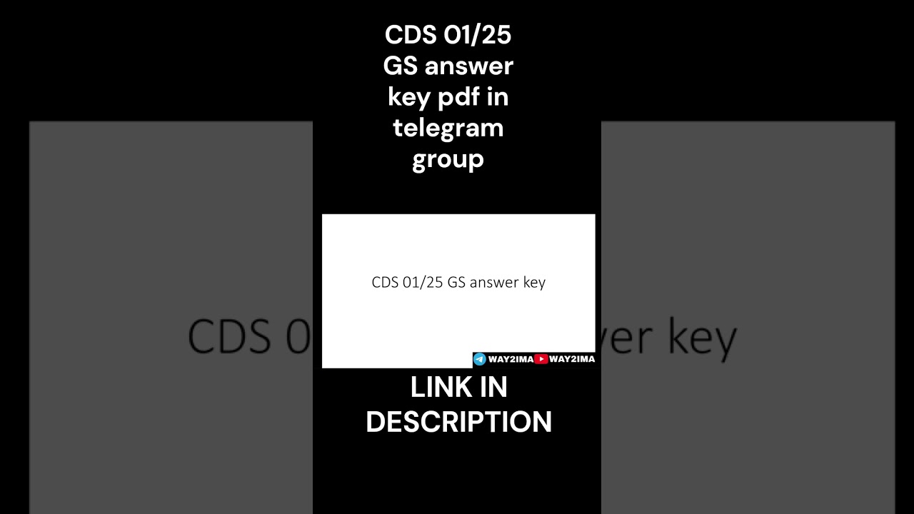 CDS 01/25 GS answer key pdf in telegram group WAY2IMA 