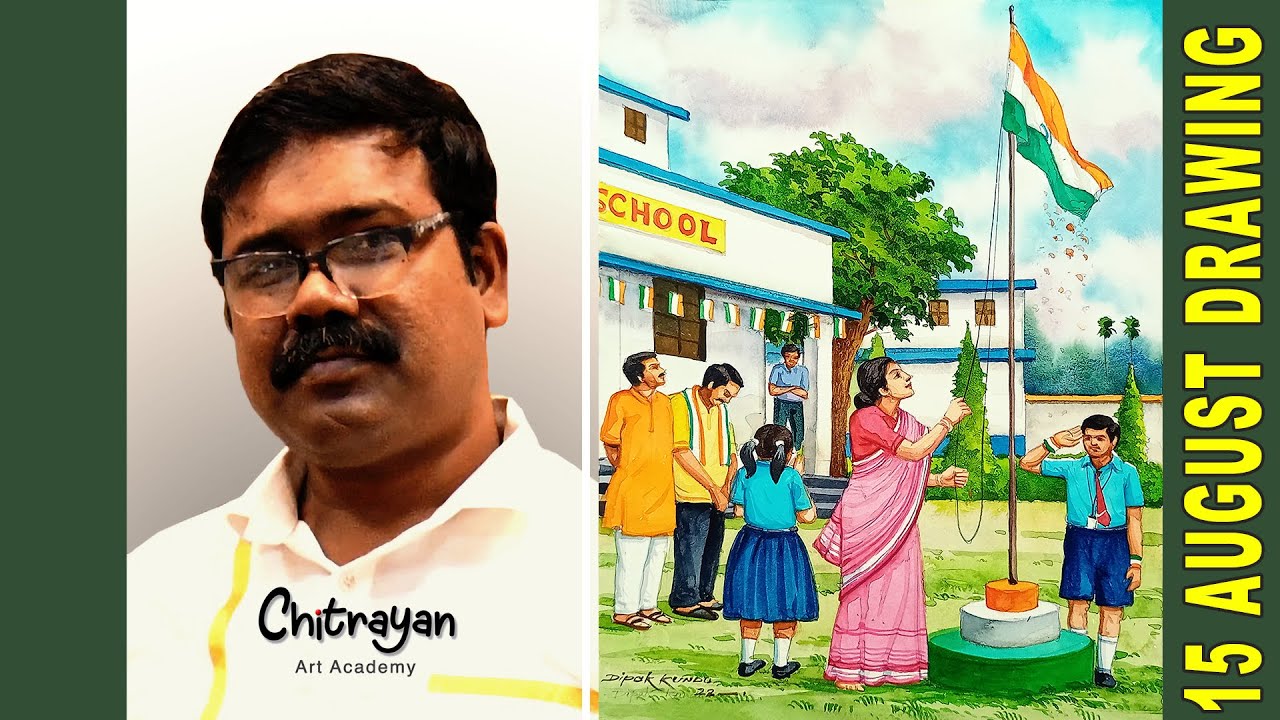 How To Draw Independence Day Step By Step | 15 August Drawing With Watercolor | 15 August Drawing