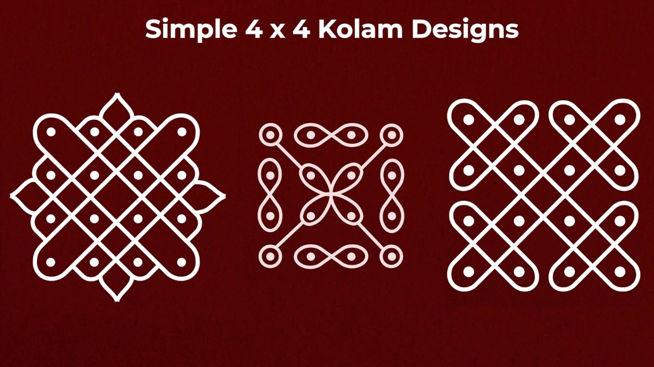 7 Simple 4×4 Kolam Designs | Easy & Beautiful