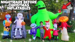 Our New NIGHTMARE Before Christmas Halloween Inflatable Blow Ups Collection Display 2021 Blacklight