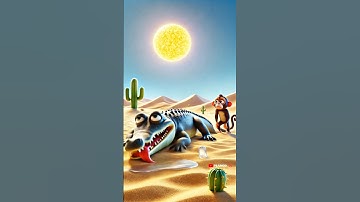 The monkey and his child lived on a tree in the desert and they found a thirsty crocodile #ai