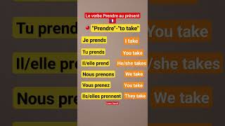 Conjugaison le verbe Prendre/to take au présent lindicatif ??. shortvideo learnfrench