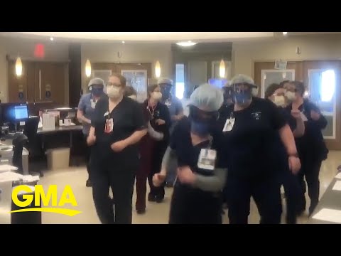 Hospital staff dance together to de-stress during the coronavirus pandemic l GMA Digital