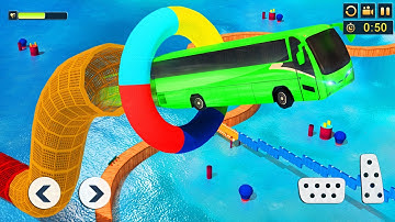 Impossible Bus Stunt Driving 2020 - Mega Ramp Racing Driving Simulator (red bus)- Android GamePlay#2