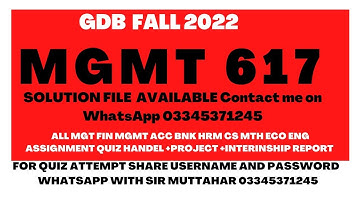 MGMT 617 GDB Solution file available