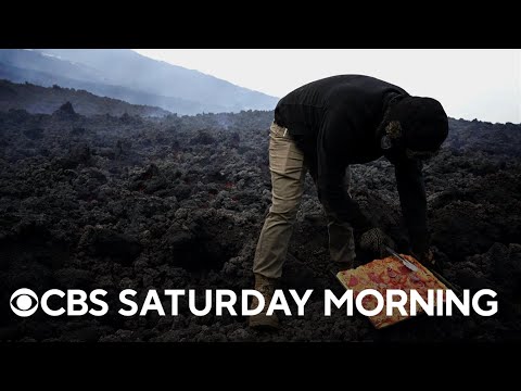 Enjoying "Volcanic pizza" in Guatemala