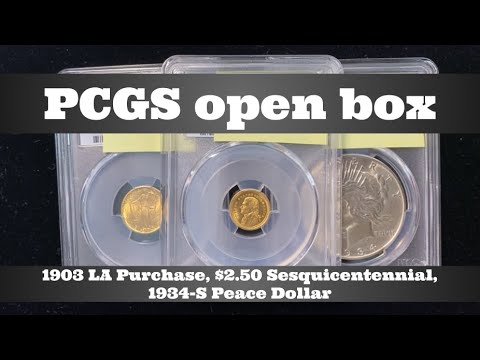 PCGS Open Box - 1903 LA Purchase, Sesquicentennial Gold, 1934-S Peace Dollar - Coin Guess The Grade