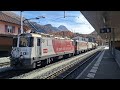 Usfahrt vom Güeterzug nach Samedan in Pontresina