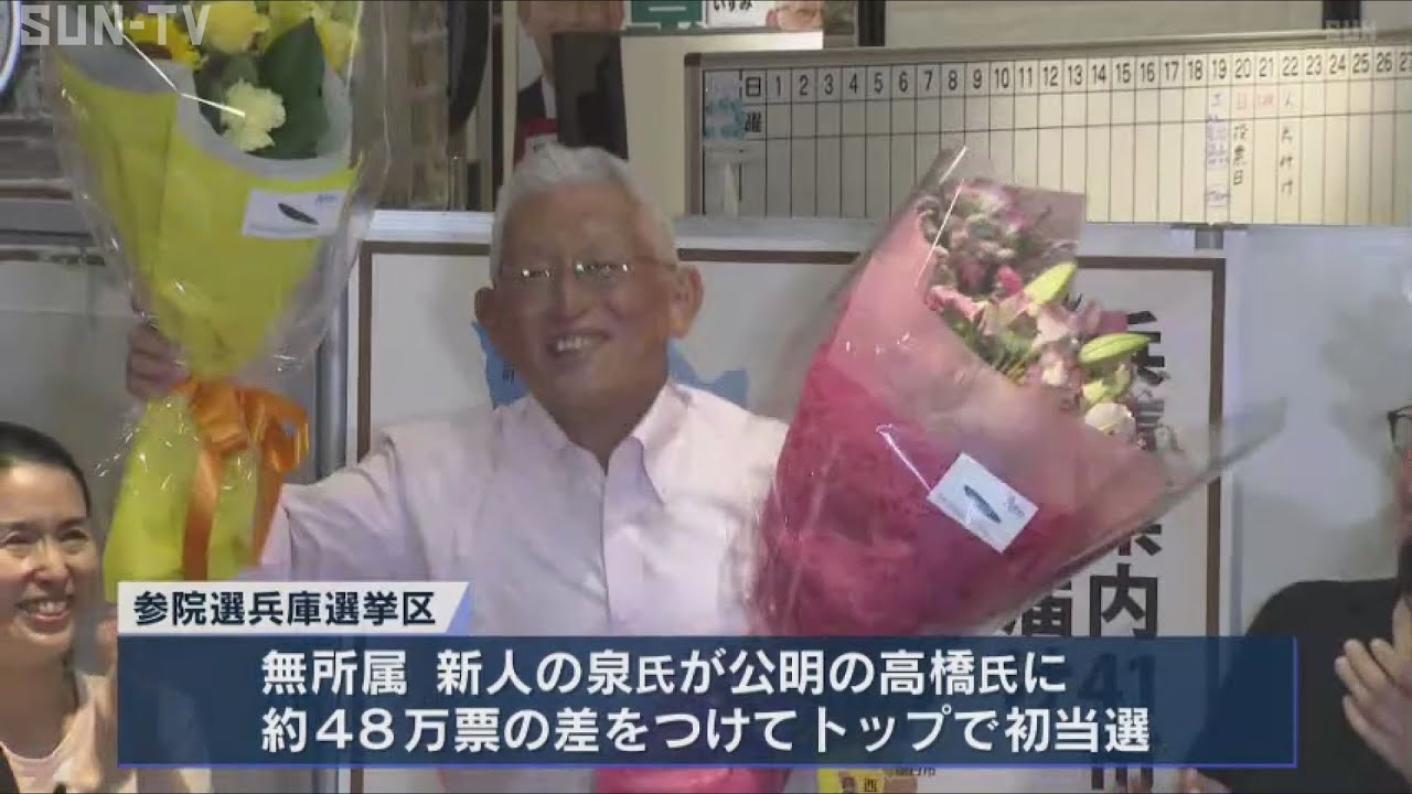 第27回参議院選 兵庫選挙区は無所属の新人1人 現職2人が当選 - サン