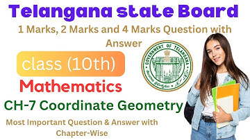 Class 10th Math CH-7 Coordination Geometry Most important question Telangana state board Public exam