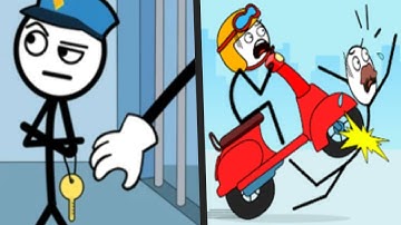 THIEF PUZZLE vs CRAZY WHEELIE - Gameplay STICKMAN Double Mobile games All Levels UPDATED