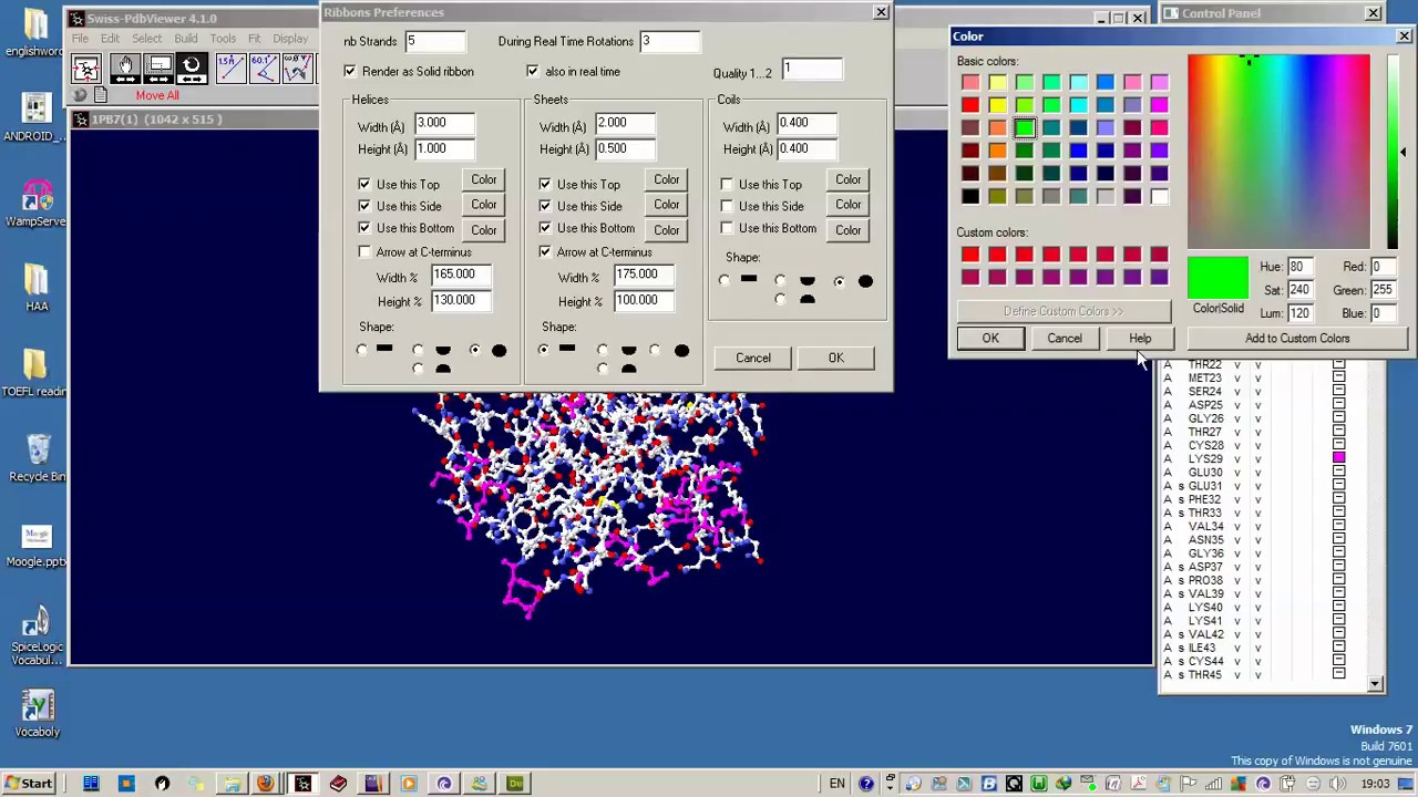 how to show ribbon digram using swiss pdbviewer - YouTube