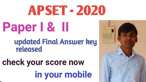 APSET 2020  Paper 1 & 2 Updated Answer keys released check your score now
