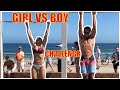 Girl vs boy weighted pullup  chinup calisthenics challenge bondi beach outdoor gym
