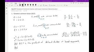 Alg 18P Greatest Common Factor and Least Common Denominator