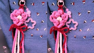 DIY Macrame Keychain / Bag Charm Daisy Flower | Easy Tutorial for Beginner 🌸