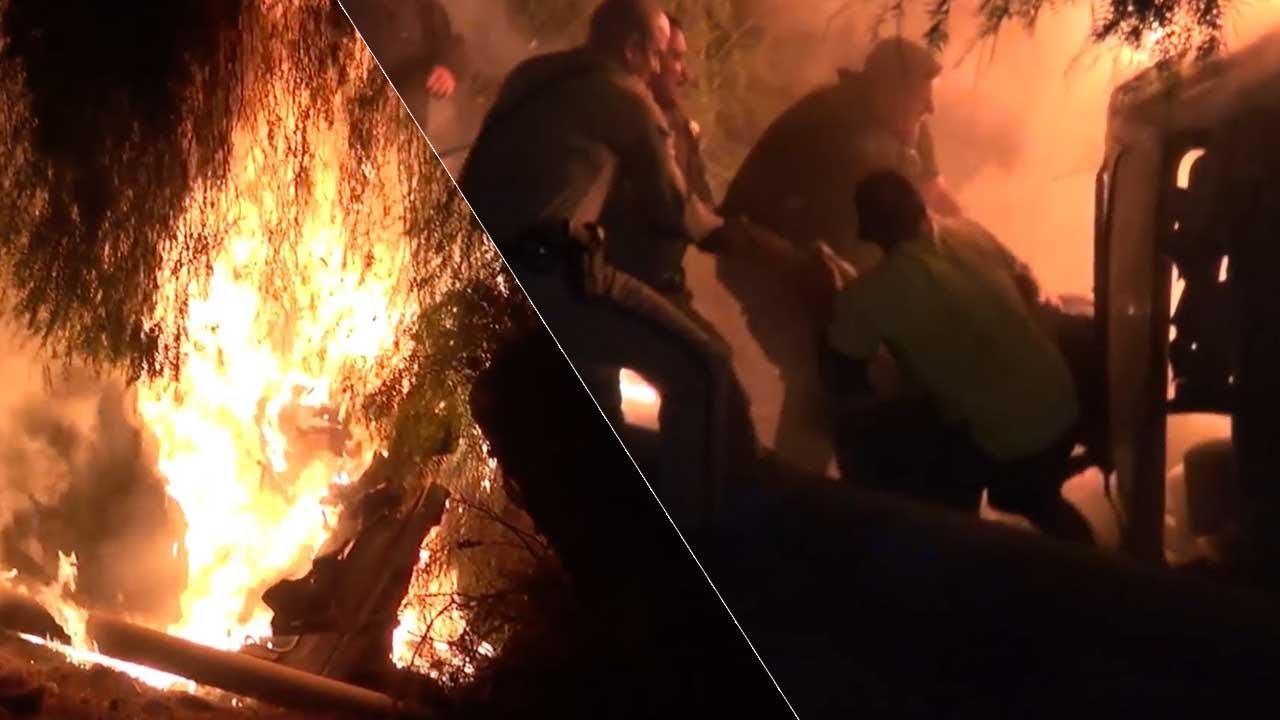 dog rescue videos hope for paws Dramatic video shows good Samaritans, rescue workers pull unconscious driver from fiery car