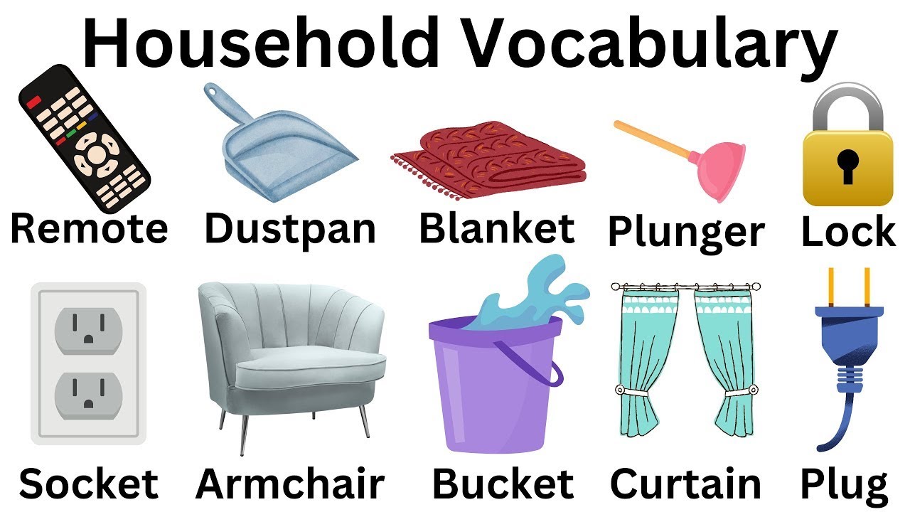 English Vocabulary - 100 HOUSEHOLD ITEMS 