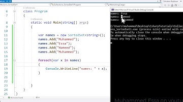 73   C# C Sharp Collections   SortedSet