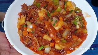 Fried Sweet And Sour Pork With Mix Vegetables - Cooking Delicious - Amazing Recipe