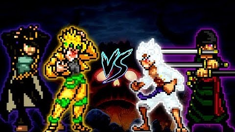 Dio K1 V3 & Jotaro K1 V3 (Combo) VS TC Luffy (all form) & Zoro Onigashima V2  in Jump Force Mugen