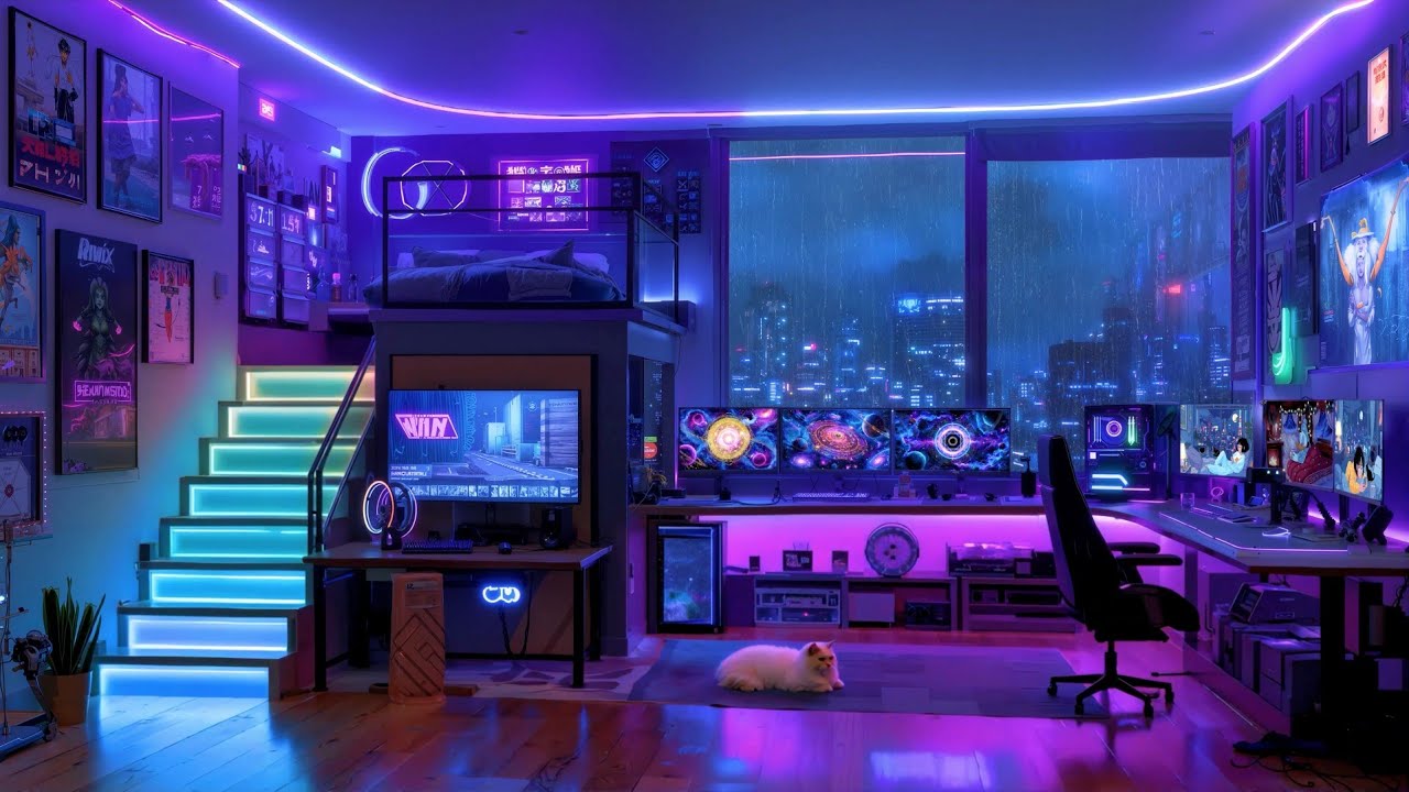 Lofi City of Gamers 🎮 Chill/Gaming/Studying Lofi Hip Hop | Lofi Rain Playlist