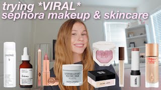 TRYING VIRAL MAKEUP AND SKINCARE | viral makeup from Sephora