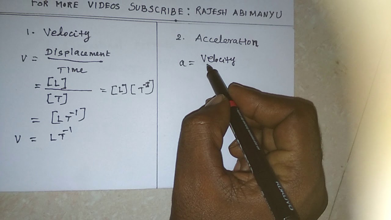 +1, NEET PHYSICS, DIMENSIONS OF VELOCITY & ACCELERATION - YouTube
