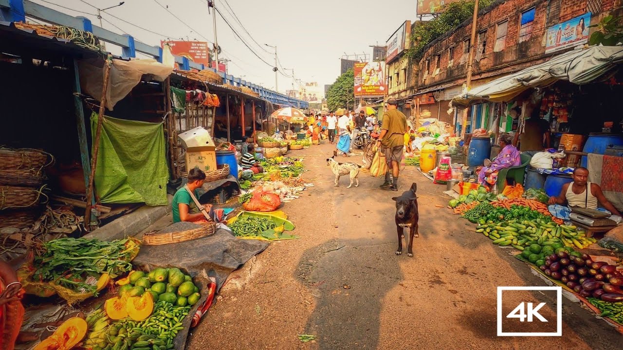 Walking in Kolkata (India) - Indian Street Market - Kolkata Walk 2023