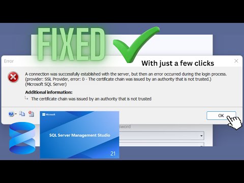 Fix error Certificate chain was issued by an authority that is not trusted in SQL Server