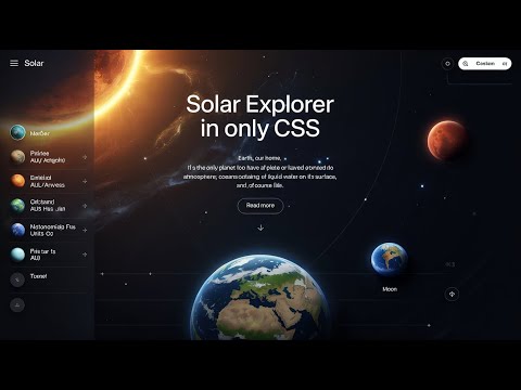 Solar System animation using HTML and CSS.
